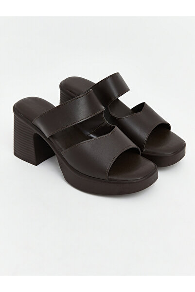 LC Waikiki Özmarka New Season Leather Look Women's Heeled Slippers