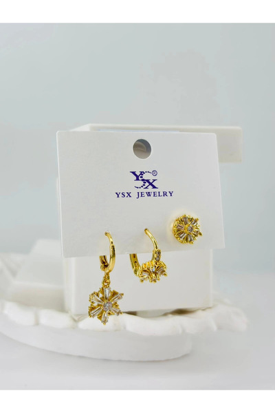 Inure Jewelry Zircon Stone Triple Combination Earrings - Kp00400