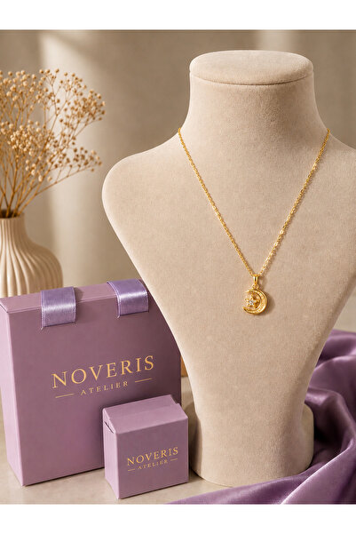 Noveris Atelier Çelik Ay Yıldız Kolye Gümüş– Gold Renk | 40 + 5 cm