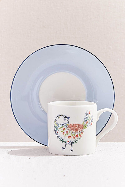 Paşabahçe Bird Art Porcelain Espresso Cup Blue, Espresso Cup, 1 Piece