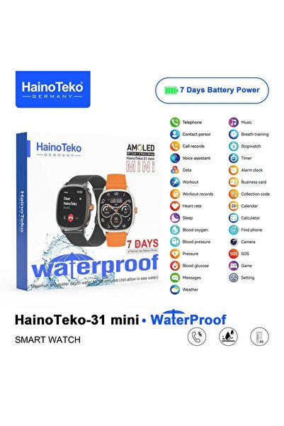 HAINOTEKO -31 Mini Smartwatch with AMOLED display, 7 Days battery life, 3 pai...