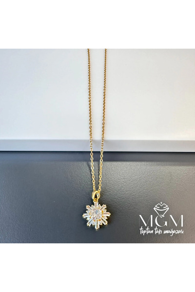 Inure Jewelry Zircon Stone Chain Steel End Brass Necklaces 40 + 5 cm Extensio...
