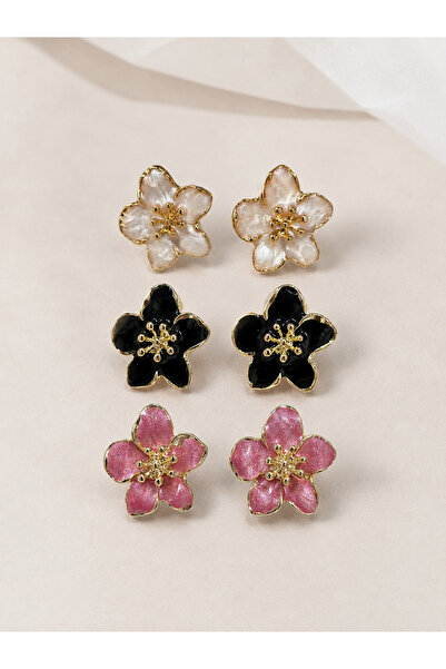 MRK 3 Pairs Set Earrings Colorful Flower Earrings