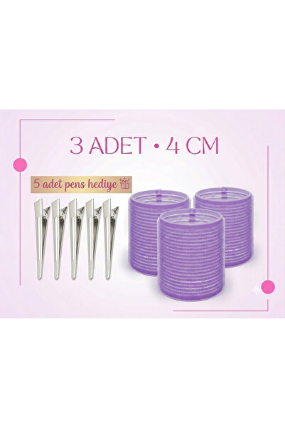 irtihal 3 adet bigudi 4cm cırtlı plastik 5 adet pens hediyeli