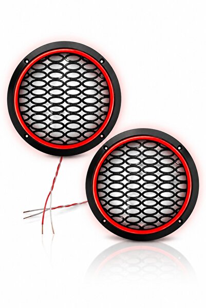 Poke Kırmızı Neon Ledli 20 Cm Midrange Hoparlör Kapak 2 Adet