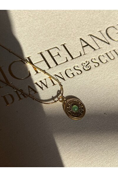 IrazErezJewelry Yeşil Taşlı Vintage Çelik Kolye