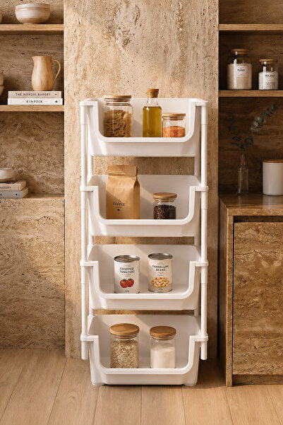 Kitchen Life 4 Katlı Oyuncak Toplama Rafı Banyo Düzenleyici Mutfak Rafı Sepet...