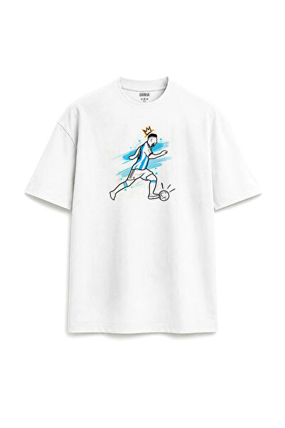Darkia Argentina Lionel Messi Printed Special Design Relax Fit White T-Shirt