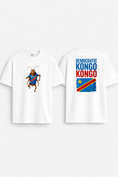 cesita Kongo Demokratik Cumhuriyeti Milli Takım Baskılı Beyaz Tişört