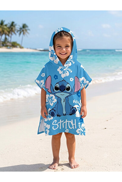 Arya Nisa Kids STİCH BASKILI PANÇO HAVLU