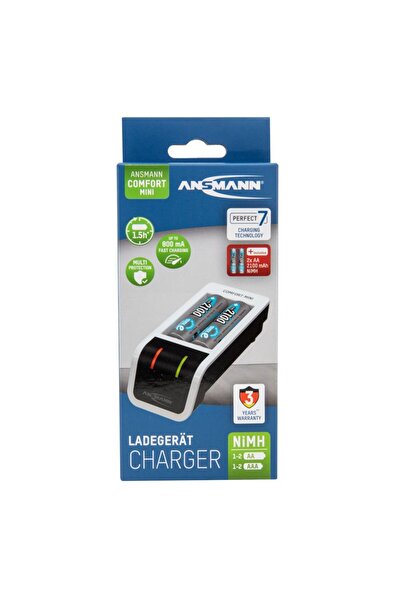 ANSMANN Incarcator Comfort Mini, 2x AA, negru-alb, compact