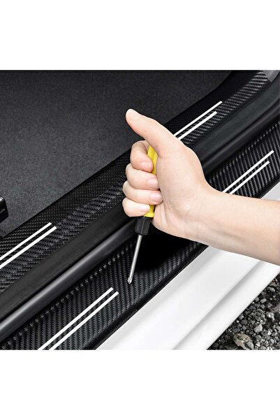 Autowise Volkswagen WW Logolu Karbon Kapı Eşiği Koruyucu Bant Folyo 4'lü Set