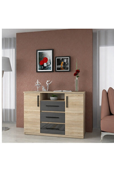 OEM Comoda Maya, 120x45x86cm, sonoma/acril antracit