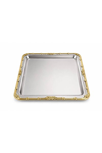 Turkco Self-Patterned Gold Framed Stainless Steel Presentation Tray 21.5X21.5...