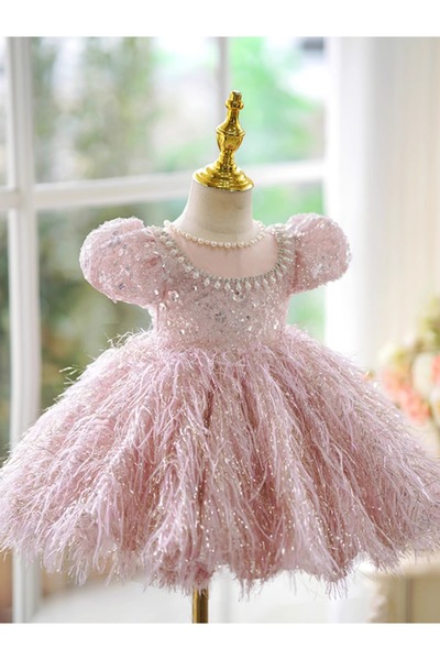 Printesasofy Girls' Star Pink Dress for Events