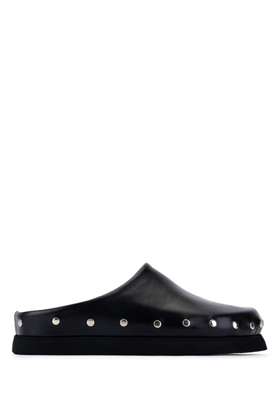 Tamer Tanca Women's Genuine Leather Black Flat Slippers