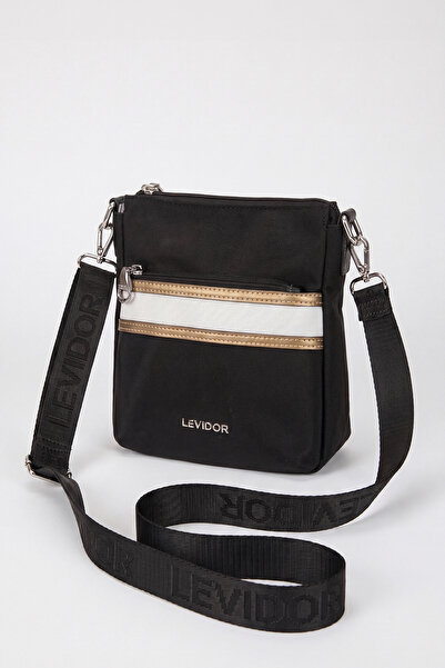Levidor Medium Size Unisex Design Postman Shoulder Bag Black