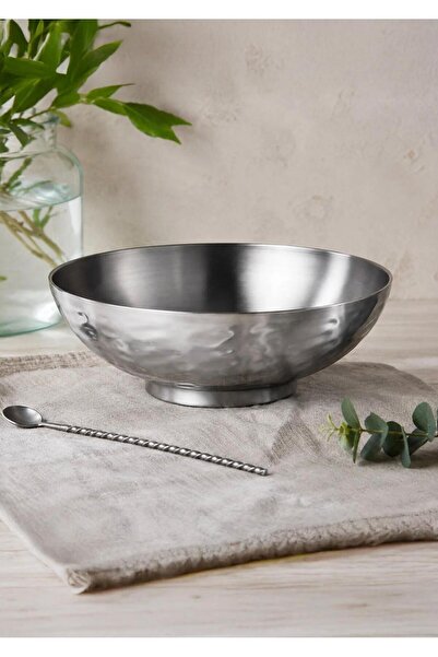 CEZVE HOME Silver Stainless Steel Presentation Bowl Salad Fruit Serving Bowl ...