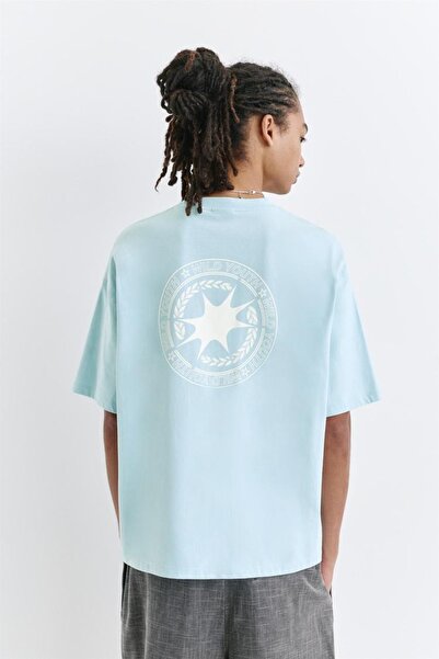 cto your style Men's Oversize Printed T-Shirt – Back Print, Light Blue, Crew ...