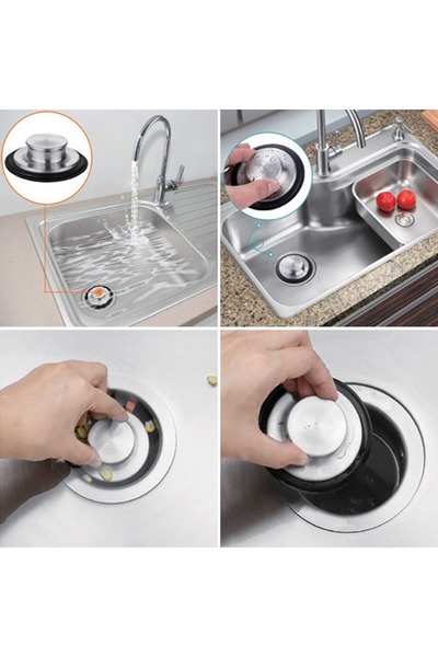 Z Store Dop de chiuvetă din oțel inoxidabil argintiu - Diametru de 8 cm