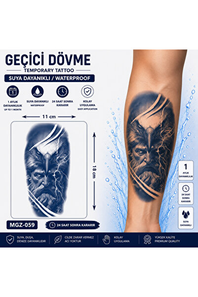medink tattoo 1 Ay Kalıcı Sonradan Kararan 11X 18 cm Kartal model geçici dövm...