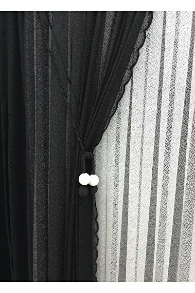 Art Perde Fon Perde 2 Wings Black 4 Balls Gift