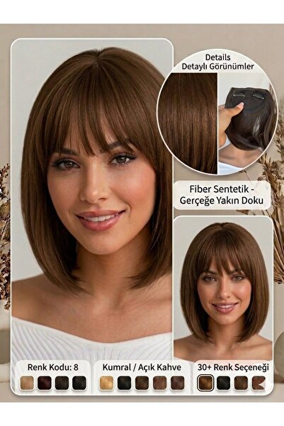 Suzan Peruk İnce Perçem ön Kahkül fiber saç-Tak çıkart çıtçıtlı Perçem