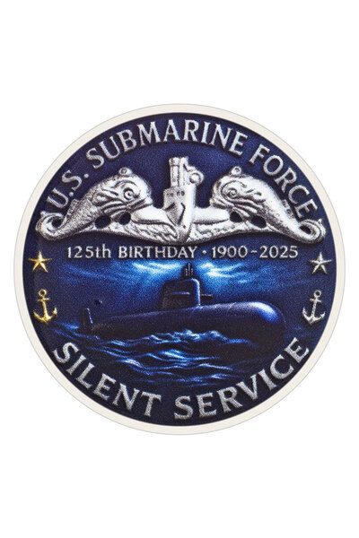 Choice Silvery 2D Printed U.S Submarine Force Souvenir Coin 125th Birthday Si...