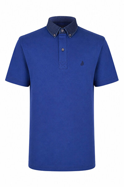trender 457 Denim Collar Ringel Blue Men's Polo Neck T-Shirt 26Yk37000017