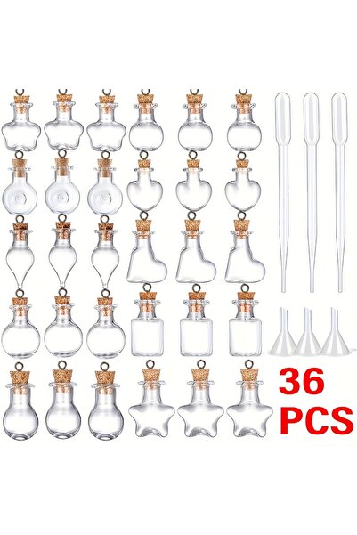 Choice3 36pcs annulate 10 different styles of mini glass bottles, with and wi...
