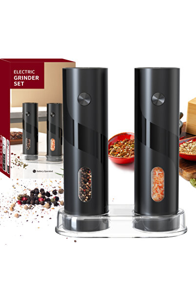 Choice مجموعة طاحونة الملح والفلفل الكهربائية الأوتوماتيكية KYMQ-64B-BS مع إض...
