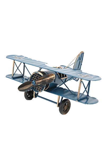 Choice1 Blue Aeroplane Model Props Retro Airplane Model Delicate Vintage Bipl...