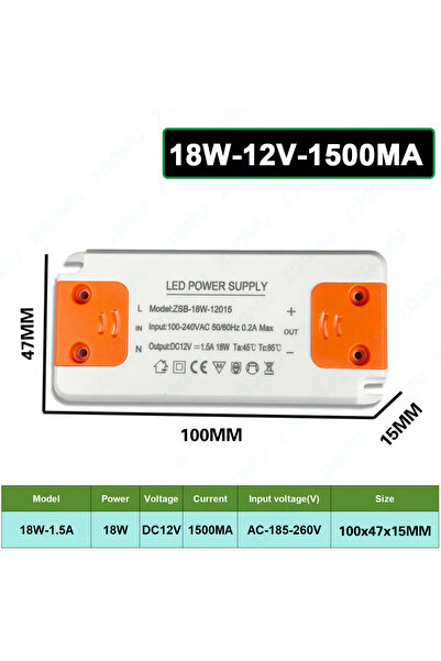 Choice محول طاقة LED بقوة 12 واط - 1500 مللي أمبير، 12 فولت، يعمل بجهد 100-24...