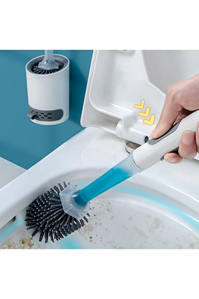 Choice1 Style A Detergent Refillable Toilet Brush Wall-Mounted Long Handle Si...