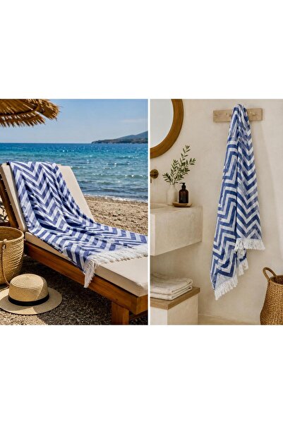 Missi Aegean Breeze Jacquard Peshtemal - Sea Wave |   100% Cotton Beach, Pool...