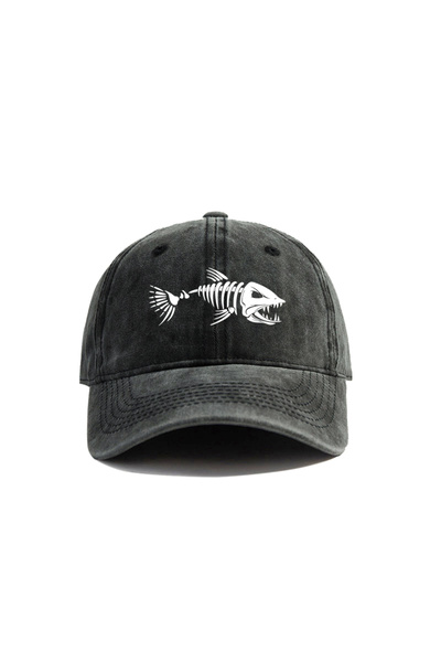 Choice5 black Fish bone and fish bone printed baseball caps are ideal equipme...