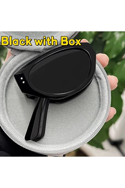 Choice7 Black with Box Minimalist Oval Cat-eye Glasses Women's Fashion Outdoo...
