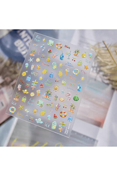 Choice5 1Pcs Cartoon Ocean Nail Stickers Summer Starfish Dolphin Fruit Patter...
