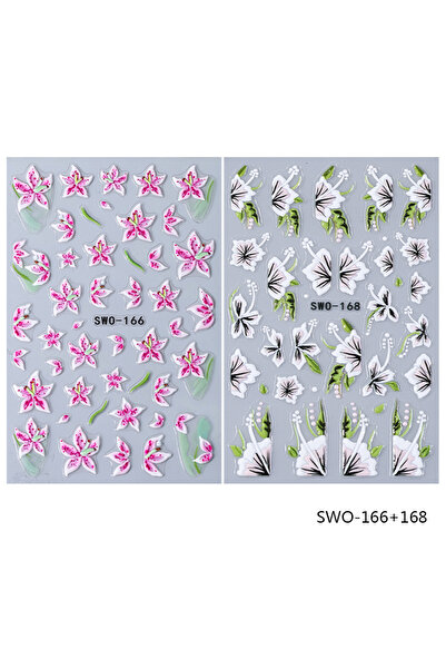 Choice1 ملصقات أظافر SWO-166 168 مزخرفة بنقوش الزهور، 2 قطعة، بتلات زهرة الزن...