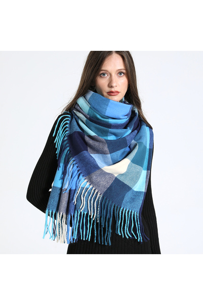 choice2 6 2023 New Women Simulated Cashmere Checker Scarf Warm in Winter Long...