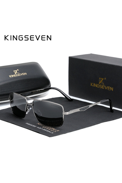 Choice1 نظارات شمسية كلاسيكية مربعة الشكل من ماركة KINGSEVEN لعام 2024 بلون ر...