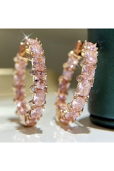 Choice AWB4009-1 Princess Square Cubic Zirconia Hoop Earrings Luxury Trendy E...