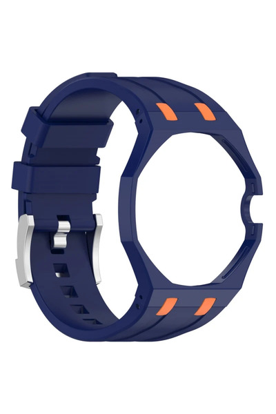 choice2 blue orange-3 2-in-1 PC Case+Silicone Strap for Swatch X AP Royal Pop...