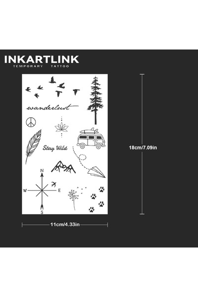 Choice 997-1118XL Trees and Paper Planes Temporary Tattoo,Lasts To 15 Days Ne...
