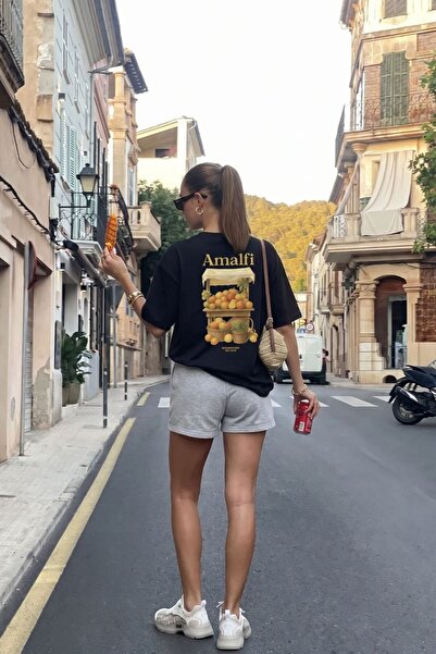 gothamvibes تي شيرت أمالفي أسود كبير الحجم للسيدات