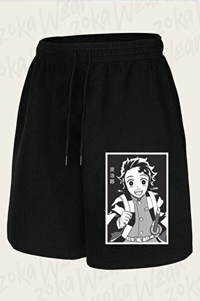 ZOKAWEAR شورت مطبوع بتصميم شخصية تانجيرو كامادو من Demon Slayer للجنسين