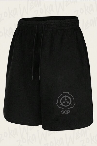 ZOKAWEAR Unisex σορτς με στάμπα με σχέδιο του συμβόλου του Ινστιτούτου SCP