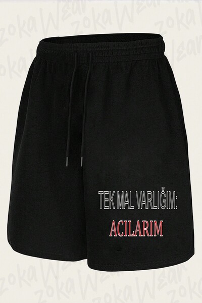 ZOKAWEAR شورت مطبوع بتصميم My Only Asset My Sufferings للجنسين