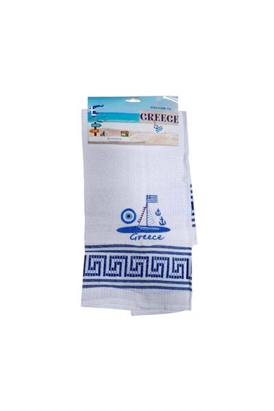 Tradesor Πετσέτα ποτηρόπανο Souvenir με κέντημα - Σετ 12pcs - Greece - 416150