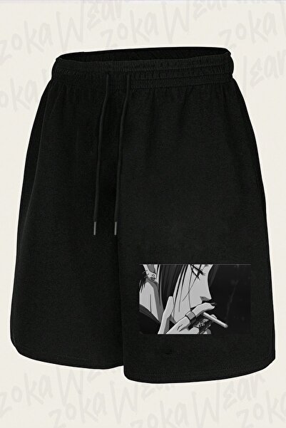 ZOKAWEAR شورت مطبوع بتصميم Black Stones (NANA OSAKI) v3 للجنسين باللون الأسود